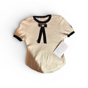 Belldini Cream and Black Short Sleeve Top